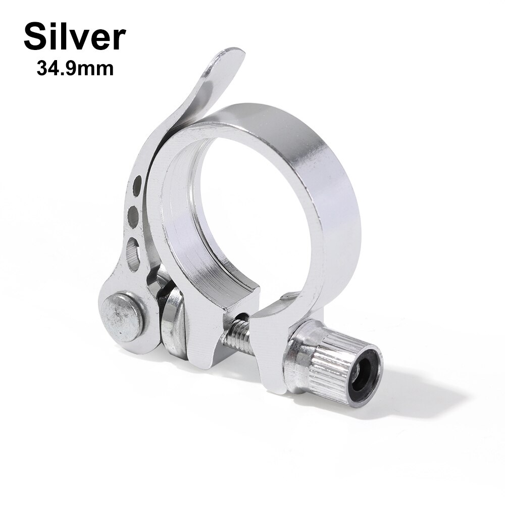 1PC Bike Alloy Tube Clip Quick Release Seatposts Clamp Saddle Bicycle Retaining Bolt Cycling Fixed Repair Part Seatposts Clamp: silver 34.9mm