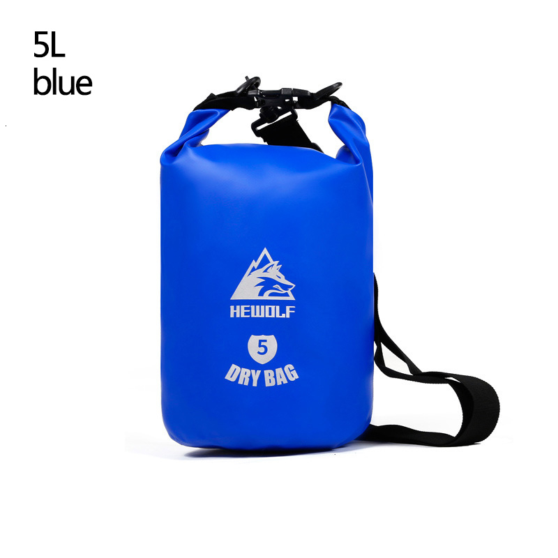 Bolsa impermeable al aire libre Camping buceo compresión natación playa almacenamiento flotante a la deriva portátil impermeable bolsa de cubo PVC: 5Lblue