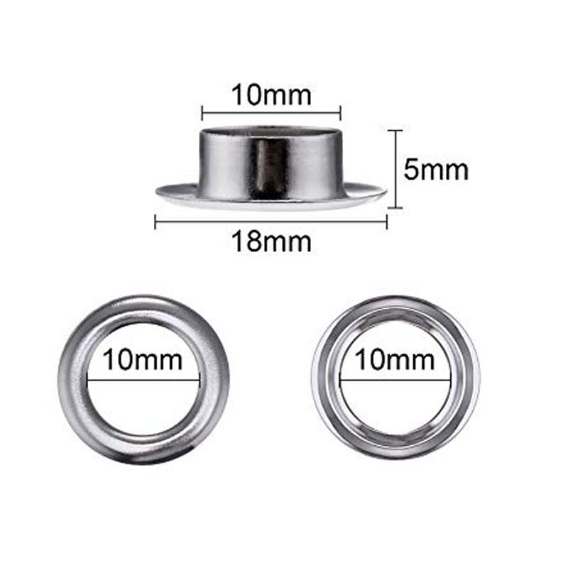 Grommet Tool Kit Grommet Setting Tool 100 Sets Metal Grommets Eyelets 10mm Inside Diameter for Clothes Leather Canvas