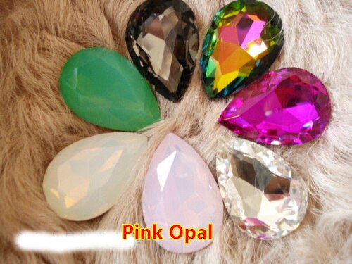 Hvid/pink/blå/grøn opal farve krystal fancy sten dråbeglas sten 10*14mm,13*18mm,18*25mm,20*30mm: Lyserød opal / 18 x 25mm 72 stk