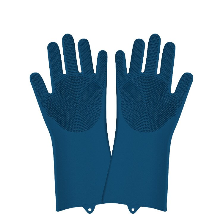 1 paar siliconen was handschoenen met borstel magische siliconen afwas handschoenen afwas voedsel schoonmaken gereedschap schrob handschoenen: Dubbel 10-170g