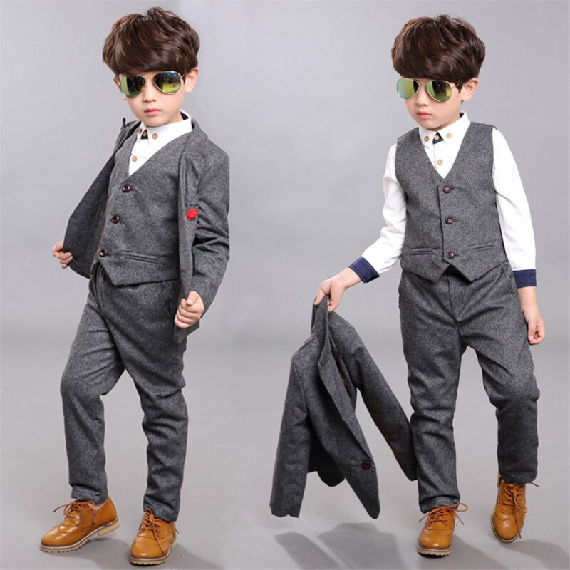 kleid Junge Party Outfit Formale Kleinkind Jungen Hochzeit Anzug Sping freundlicher Schuluniform Kleidung 3 Stück freundlicher Kostümich setzt