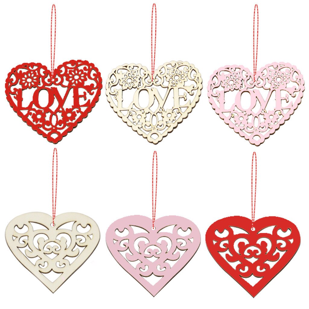 Fournitures de mariage festives en bois, décoration en cœur creux pour la saint-valentin, amour