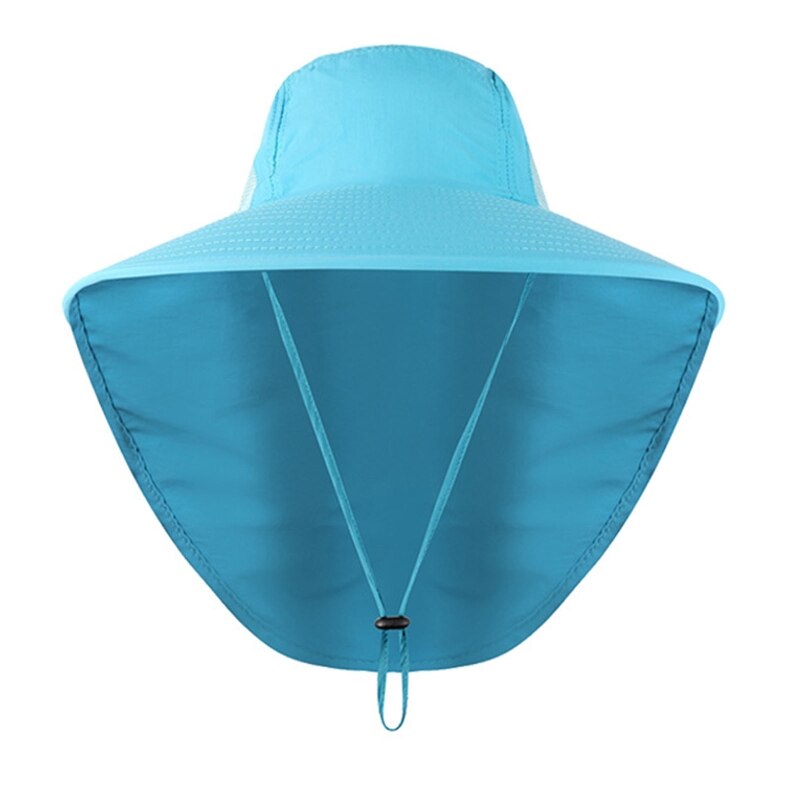 Men Boonie Hat Sun Protection Wide Brim Sun Hat Men Boonie Hat with Neck Rope UV Protection Hat Wide Brim Mesh Hole Cool: Sky Blue