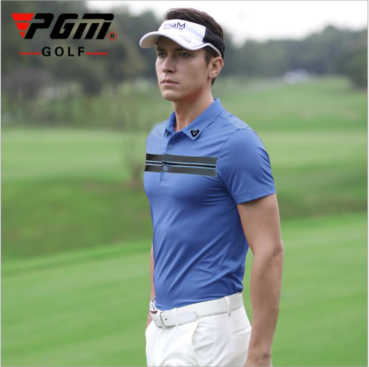 Pgm golfkleding zomer heren ademende sportkleding heren t-shirts met korte mouwen snel drogende stof sportkleding tops: Blauw / M