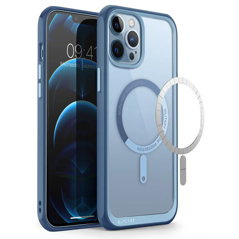 SUPCASE para iPhone 13 Pro Max funda de 6,7 pulgadas ) UB Mag Series funda protectora transparente híbrida Premium Compatible con MagSafe: Azul