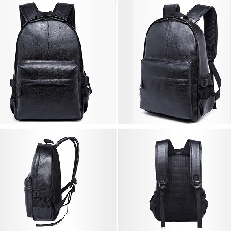 Men's Backpack Leather laptop School bag pack Backpack schoolbag Waterproof Travel Bag Casual Leather Book bag for Male