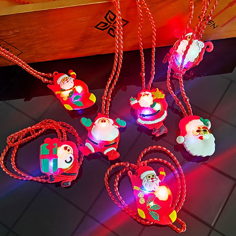 Led Lichtgevende Ketting Speelgoed Voor Meisjes Kids Cartoon Christmas Party Props Hanger Ketting Led-verlichting Gloeiende Speelgoed Kinderen