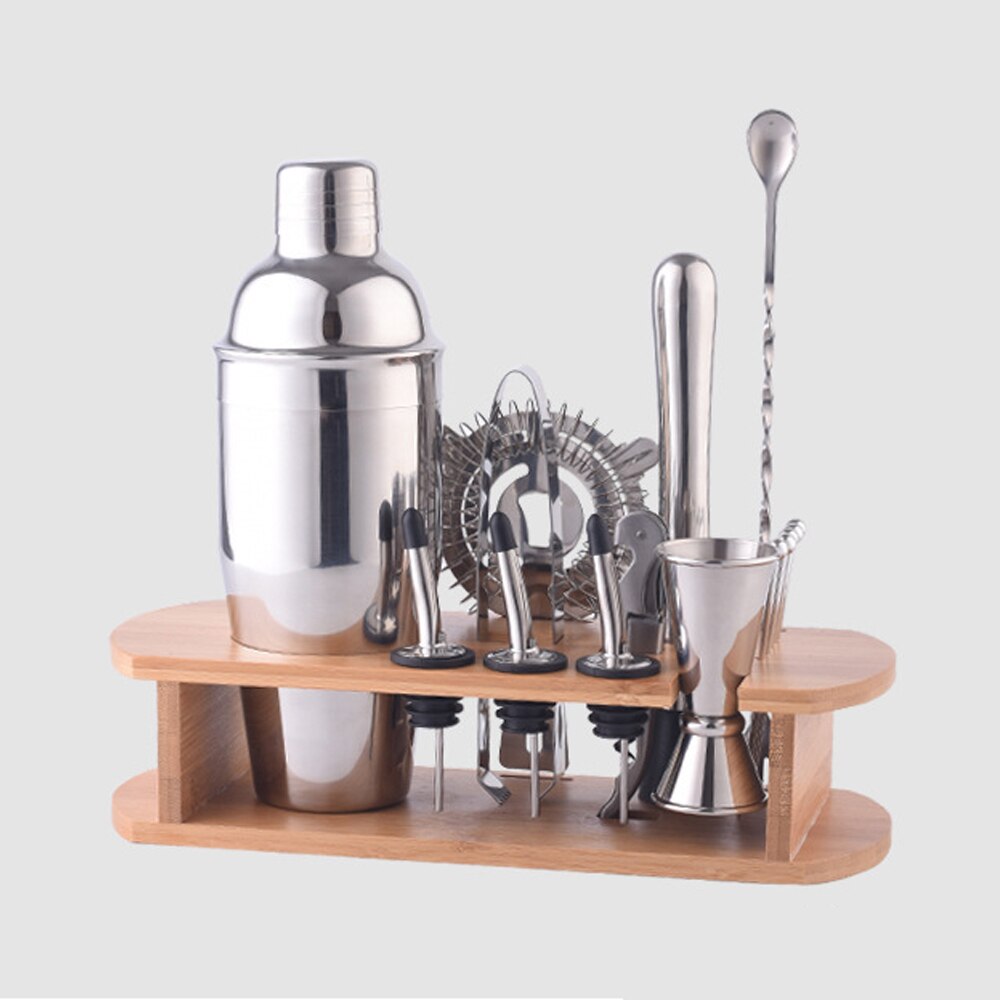 Set van 700/750/800ml roestvrijstalen cocktailshakers, barset, shakerset met houten rek, cocktailshaker, barset, roestvrijstalen mixer: K16-2 shakerset