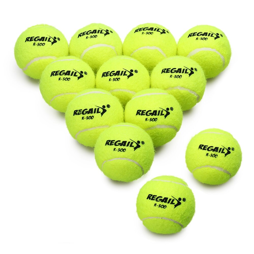 Pakke  of 12 trykløse tennisbolde med meshpose gummi hoppe træning praksis tennis bolde kæledyr legetøj