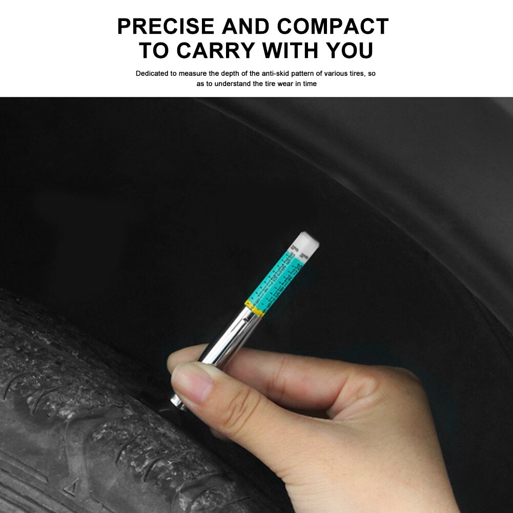 Car Truck Tire Tread Gauge Portable Tyre Depth Tester Color Coded Metric Gauge Measurement