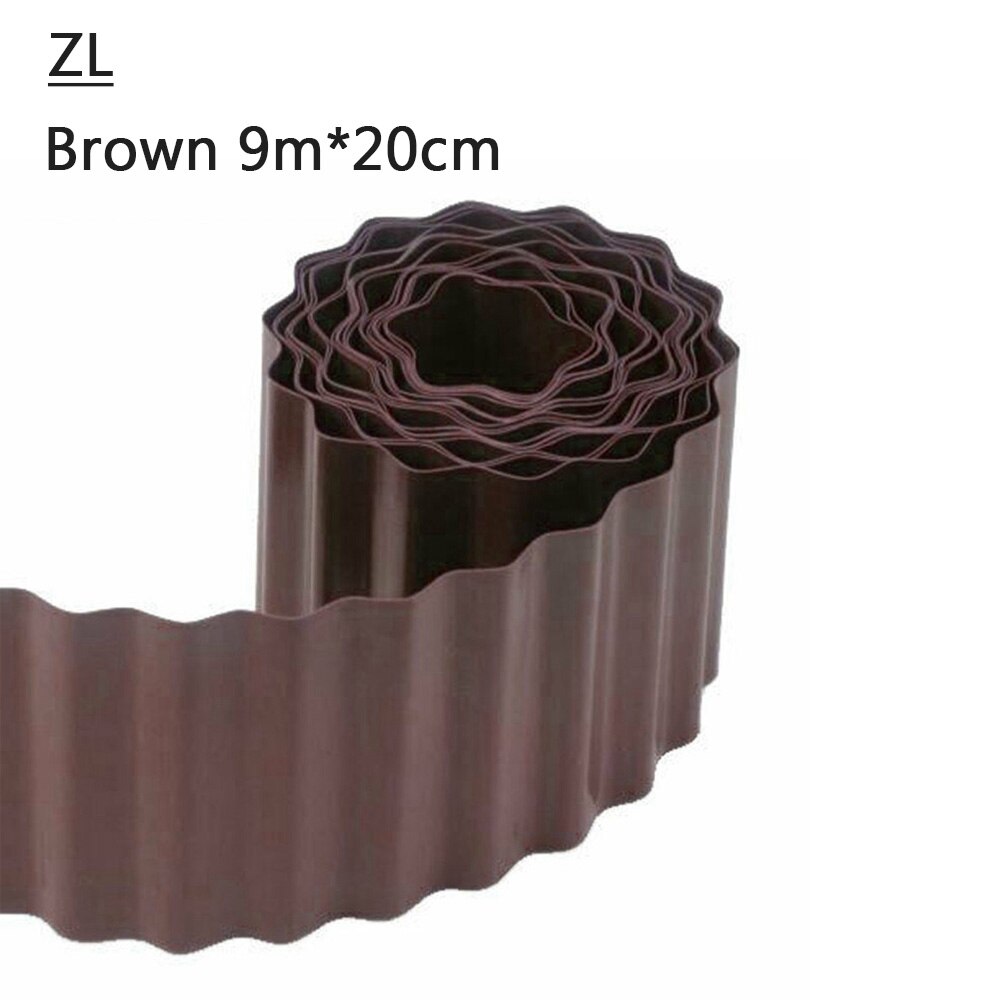 Garden Lawn Edging Strip Flexible Plastic Decoration Border Courtyard Fence DIY Garden Fence Decorative: brown 9m20cm