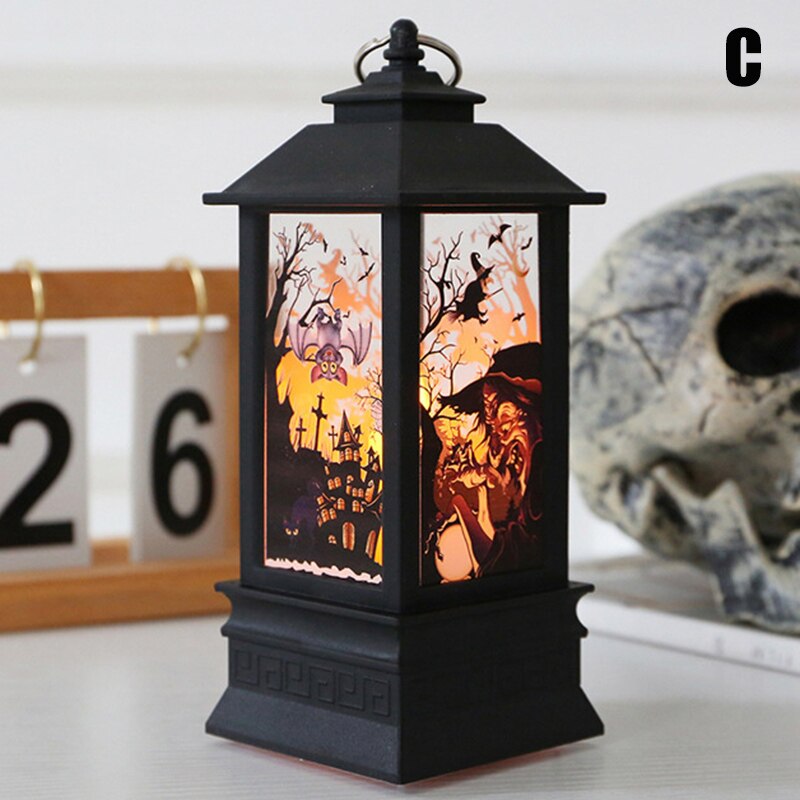 Halloween led natlys lanterne festival dekoration simulation brand lampe fest hjem rekvisitter halloween dekorativ lampe: C stearinlys