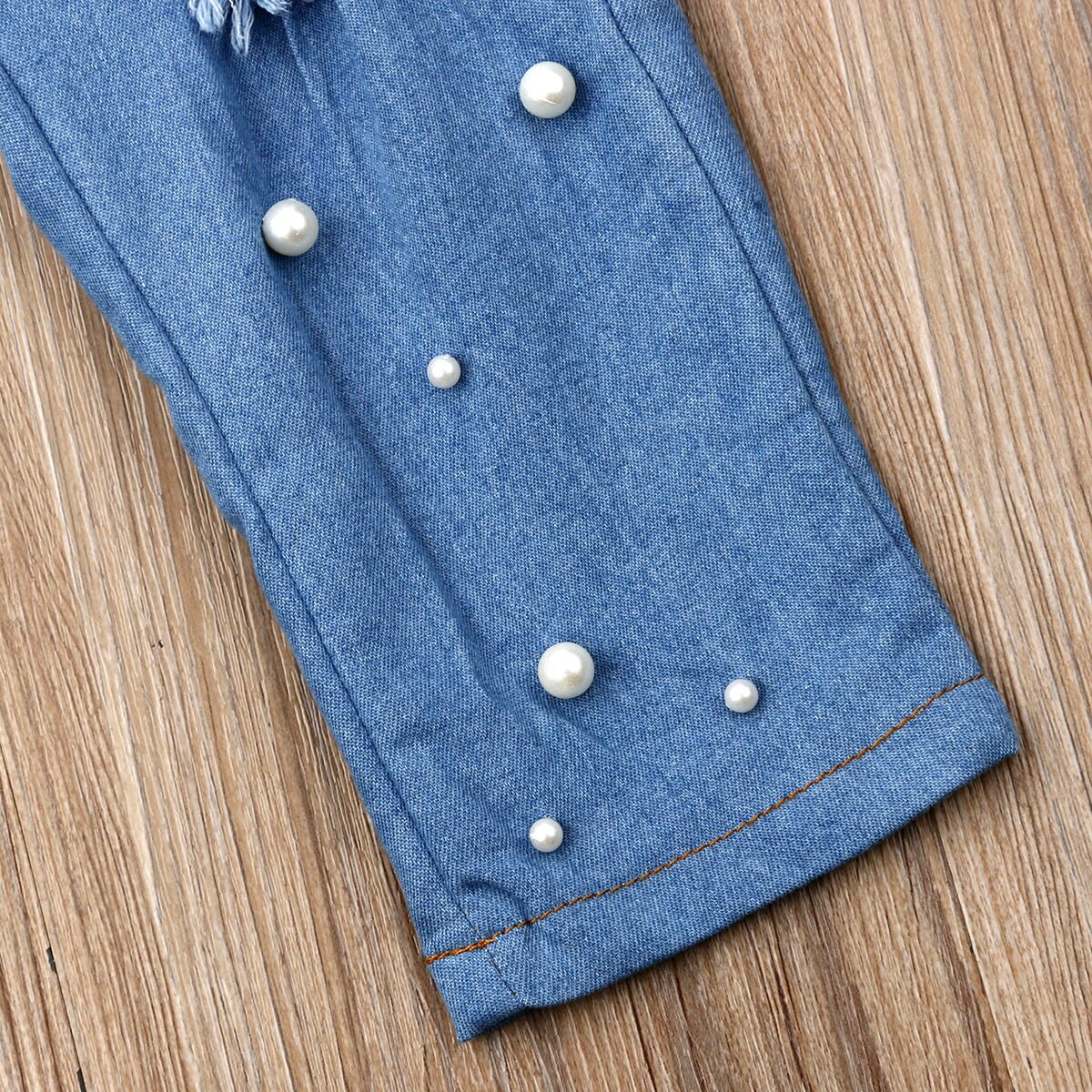 Kids Baby Meisje Denim Broek Zomer Ripped Gaten Elastische Taille Denim Broek Kind Meisje Kleding Staaflijst Potlood Broek 2-7Y