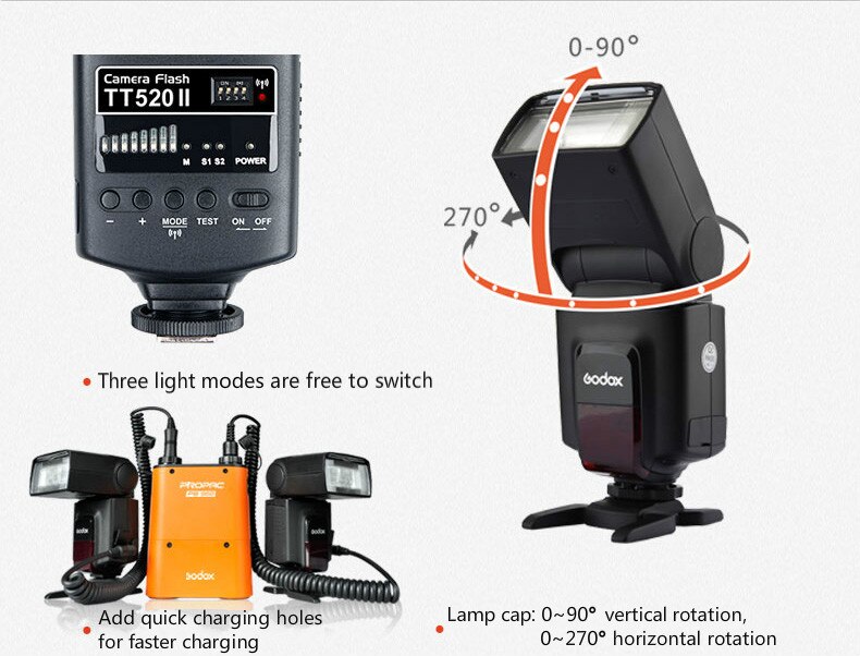 Godox TT520 Ii Universal Flash Speedlite Digitale Camera &#39;S Met Standaard Flitsschoen Voor Dslr Camera &#39;S Canon Nikon Pentax Olympus