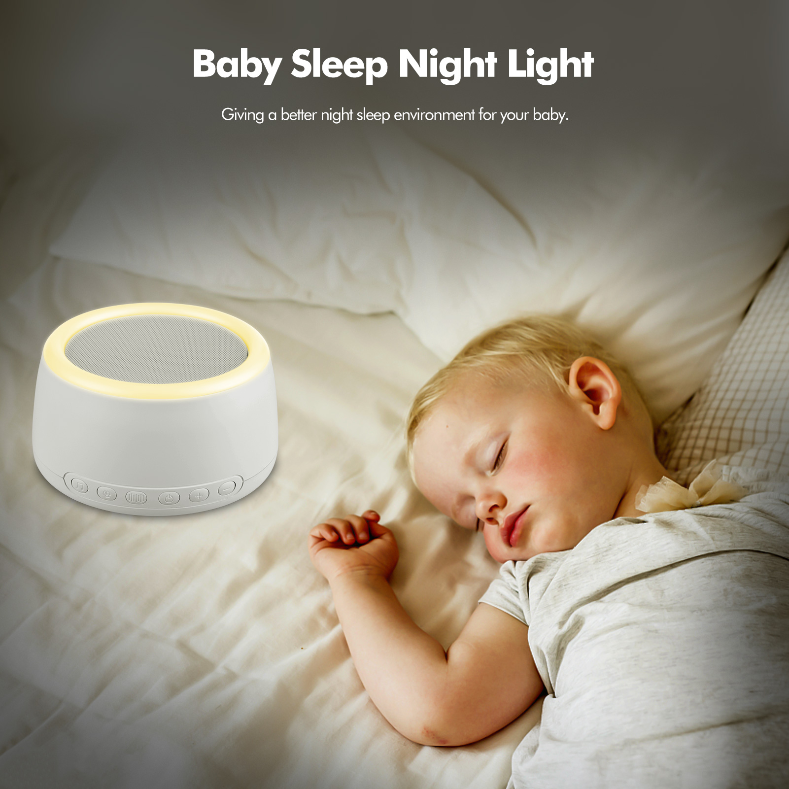 Desktop Rechargeable White Noise Machine Sleep Therapy Sound Machine with Colorful Touch Control Night Light Sleeping Relaxing