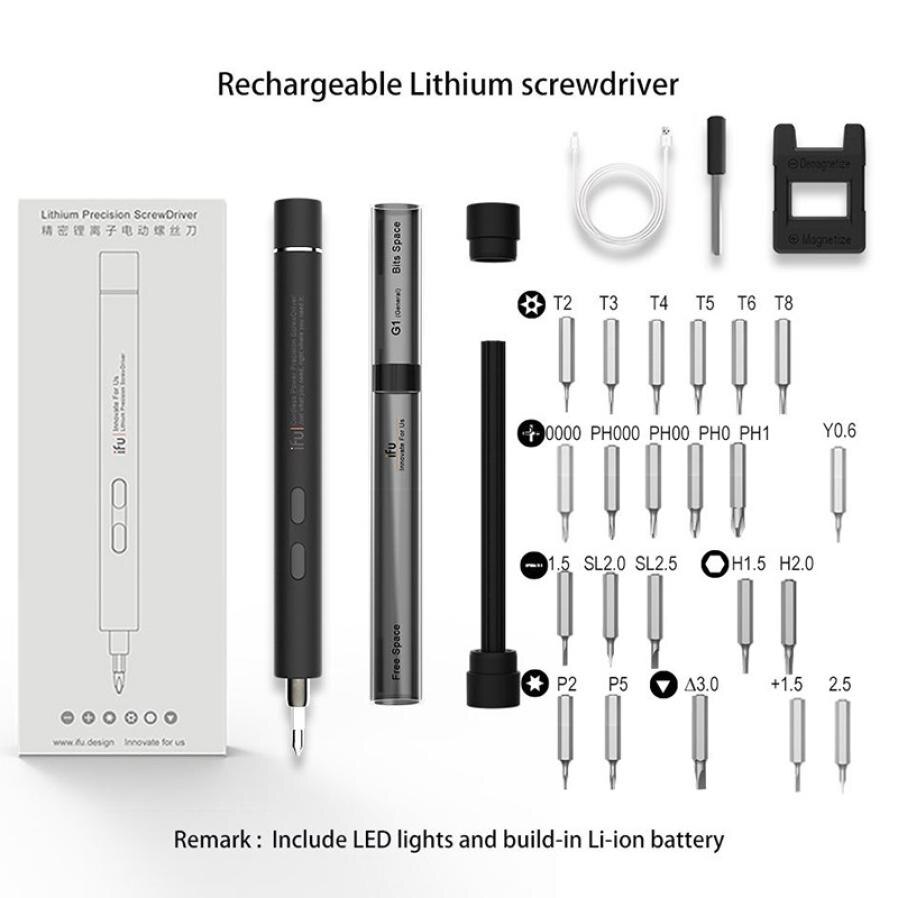 Mini Elektrische Schroevendraaier Usb Opladen Draagbare Schroevendraaier Precisie Magnetische Schroevendraaier Reparatie Voor Laptop Pc Mobiele Telefoon: D2 Black