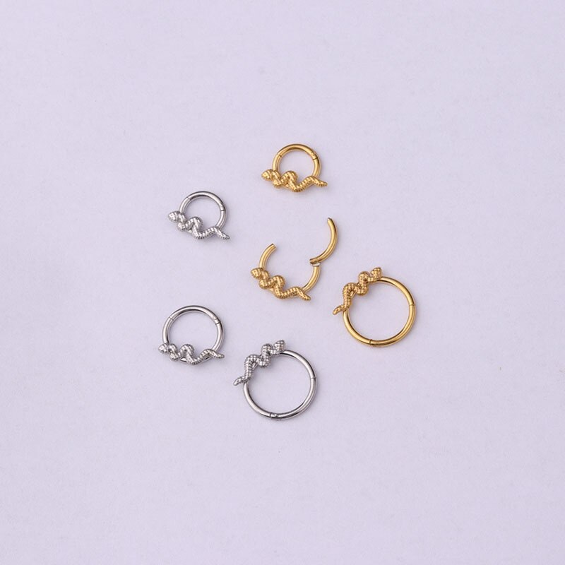 1Pc 16G Rvs Snake Hoop Earring Scharnierende Segment Clicker Ring Neus Septum Piercing Helix Kraakbeen Earring Boby sieraden