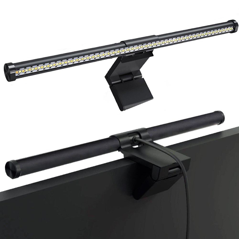 Barra de luz LED para Monitor, luces colgantes para pantalla de ordenador, lámpara de mesa de atmósfera RGB para trabajo, estudio, lectura de juegos, iluminación de atenuación, 44cm: Blanco