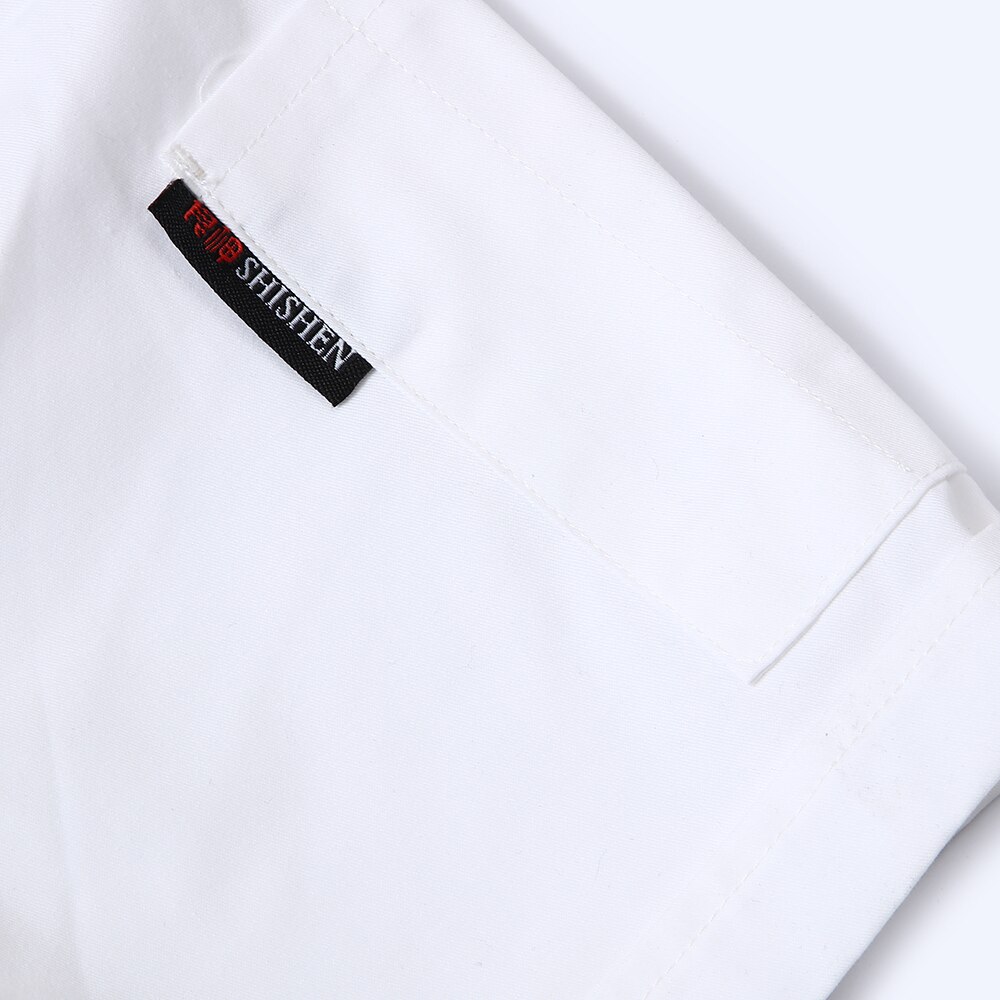 Kinesisk flag halsudskæring broderi åndbar kortærmet kokkeuniform unisex kokkemadlavningsjakke specialfremstillet