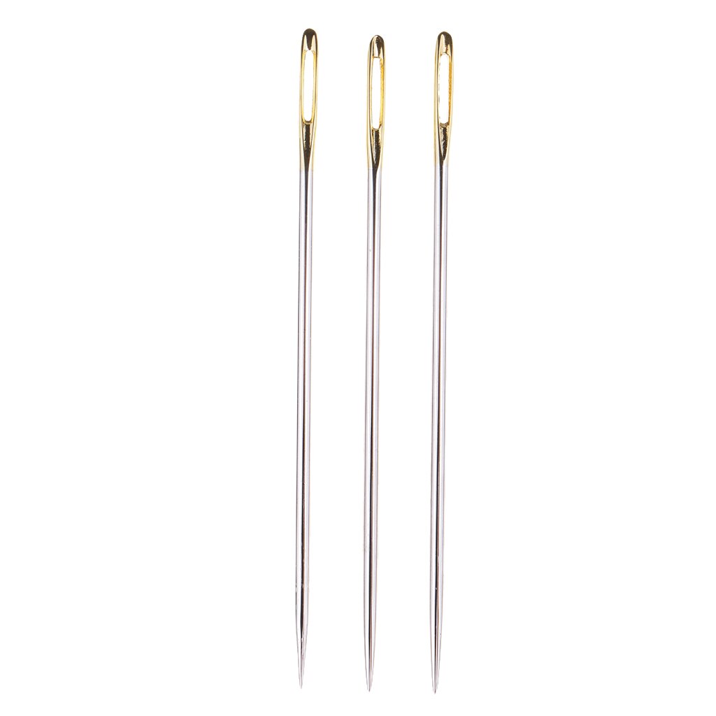 3 Pcs Sharp Steel Needles Small-eye Hand Sewing Needles for Self Threading Stitching Chenille, Darners, Embroidery (Silver)