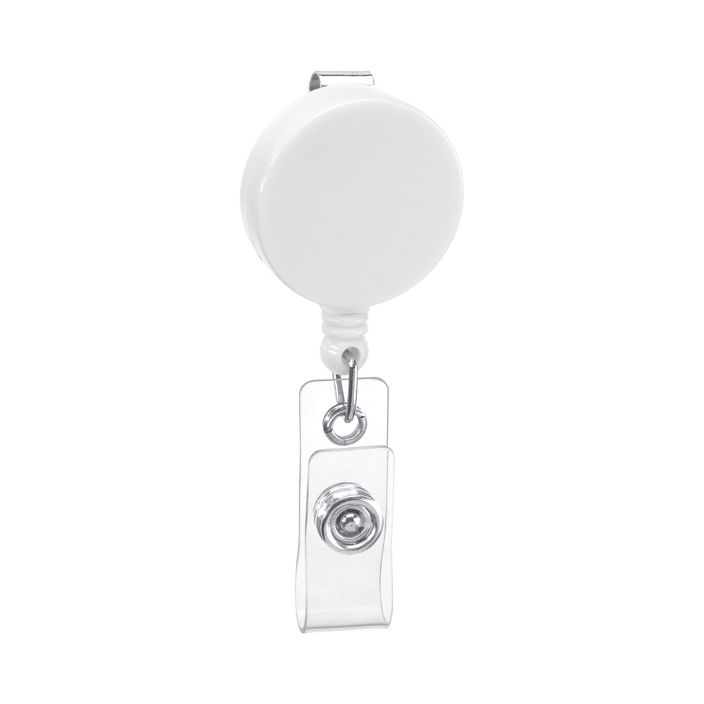 Retracting white ID badge holder roller clip, back belt clip,extend nylon cord,hospital nurse,office employee,trade show favor: Default Title