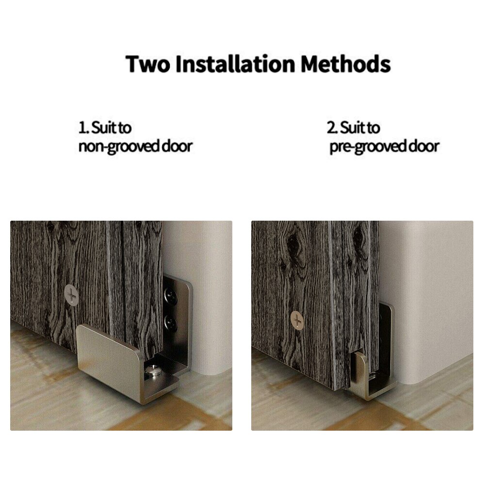 1set Stainless Steel Barn Door Bottom Stopper Slide Rail With Adjustable Screws Swing Stop Door Holders Floor Mounted Door Stops