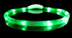 LED Rechargeable par USB pour animaux de compagnie collier de chien lumière nuit sécurité clignotant fournitures pour animaux de compagnie chiens accessoires pour petit chien collier LED grand: green / 35CM