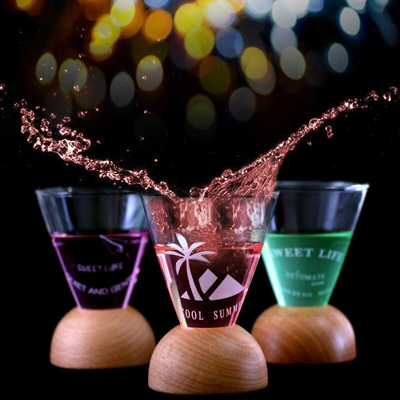Detomate-vaso de cóctel de arcoíris, con Base de madera de haya, soporte Pausse café, licor, Vodka, copa de vino para Bar y club nocturno