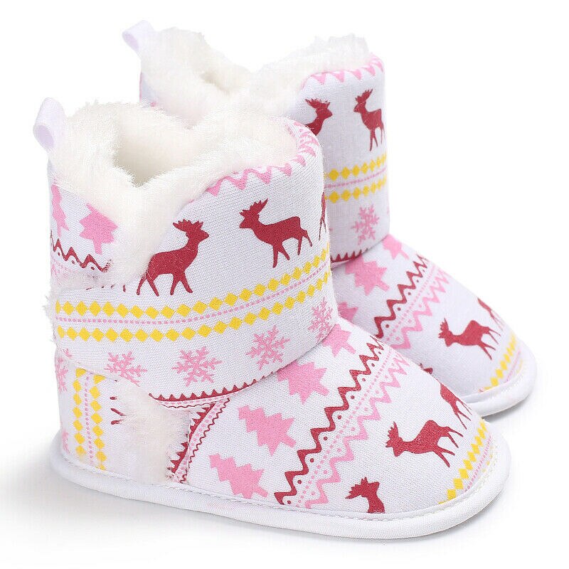 Pasgeboren Baby Meisje Booties Zachte Zool Snowboots Winter Warm Crib Schoenen 0-18M: Roze / 13-18 months