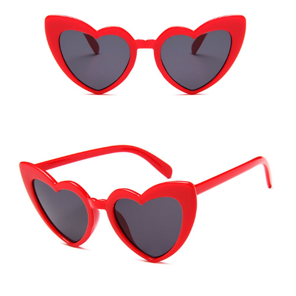 Hjerte solbriller kvinder mærke cat eye solbriller retro kærlighed hjerteformede briller solbriller  uv400 rejsetilbehør: Rød