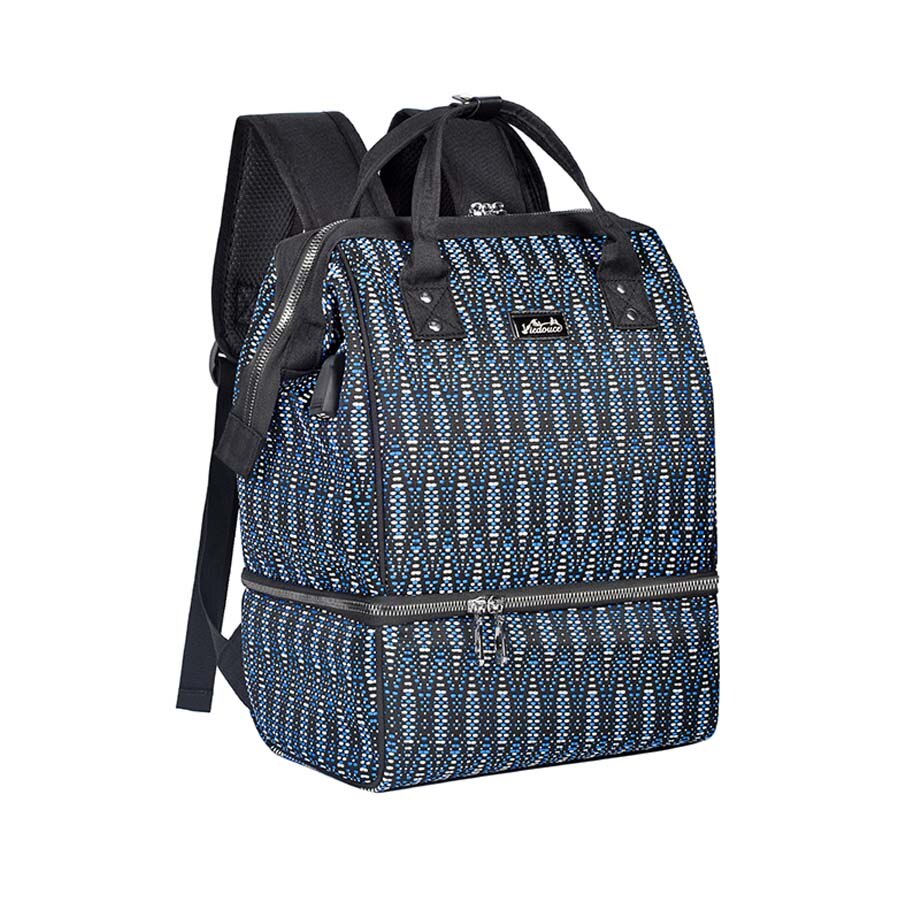 Viedouce thermal insulated school lunch bag travel usb diaper kid men women office lunch cooler box bag for women men kids lunch: Big blue white