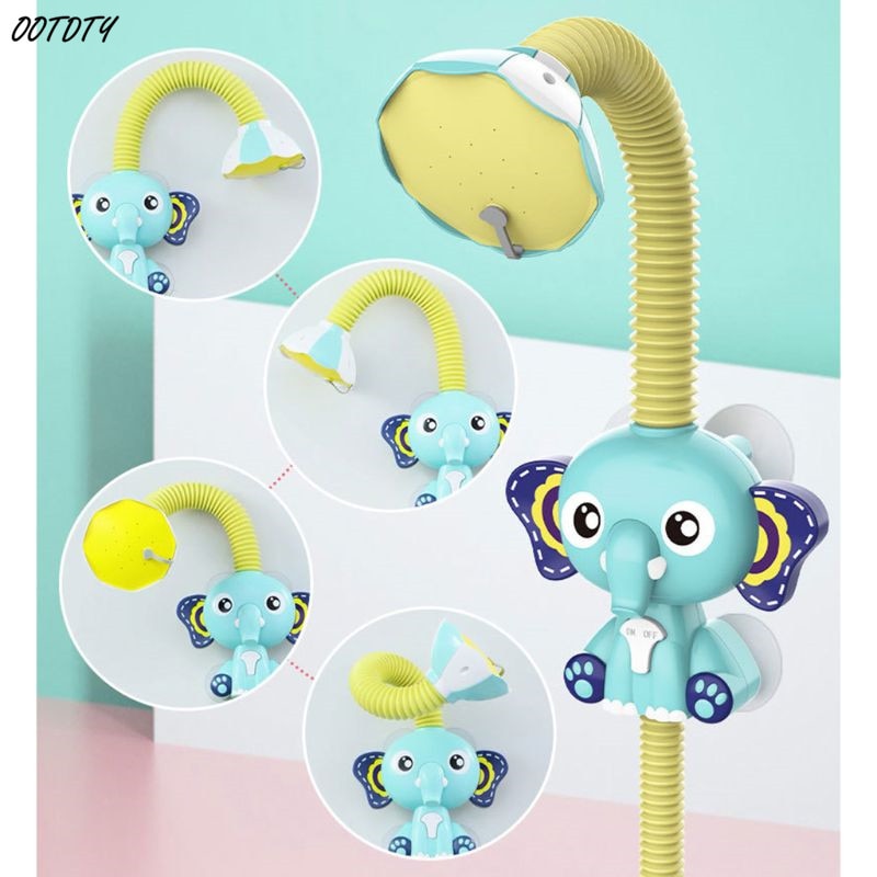 OOTDTY-grifo con de elefante para bebé, cabezal de ducha eléctrico, juguete de pulverización de agua para niños, juguetes de baño y natación