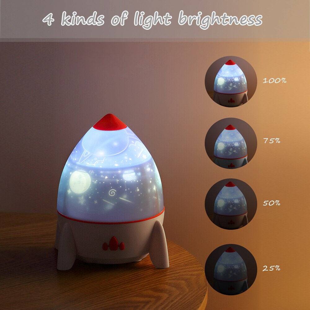 Led Kleurrijke Raket Roterende Projector Lamp Met Luidspreker Afstandsbediening Projector Sterrenhemel Oceaan Projector Nachtlampje