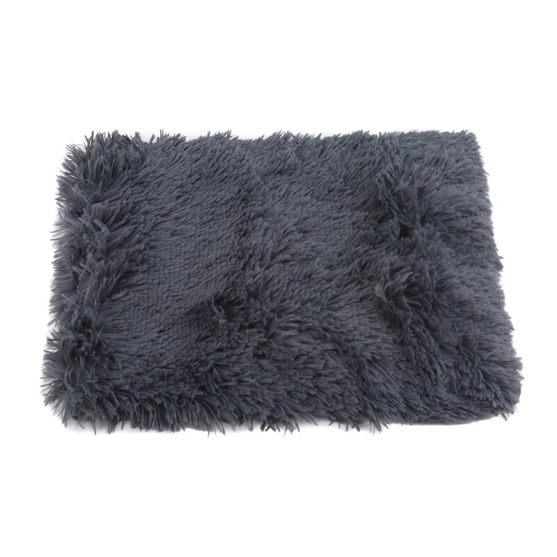 Rund plysj katteseng hus kattematte vinter varme sovende katter reir myk lang plysj hundekurv kjæledyr pute bærbare kjæledyr forsyninger: Mørkegrå / 45 x 30cm