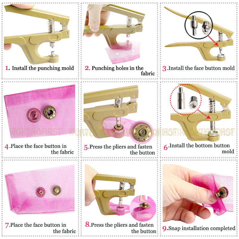 Botón a presión de acero inoxidable 503 # Sujetadores Botones Alicates Perforadora Molde Accesorios de costura para ropa Chaqueta Artesanía de cuero