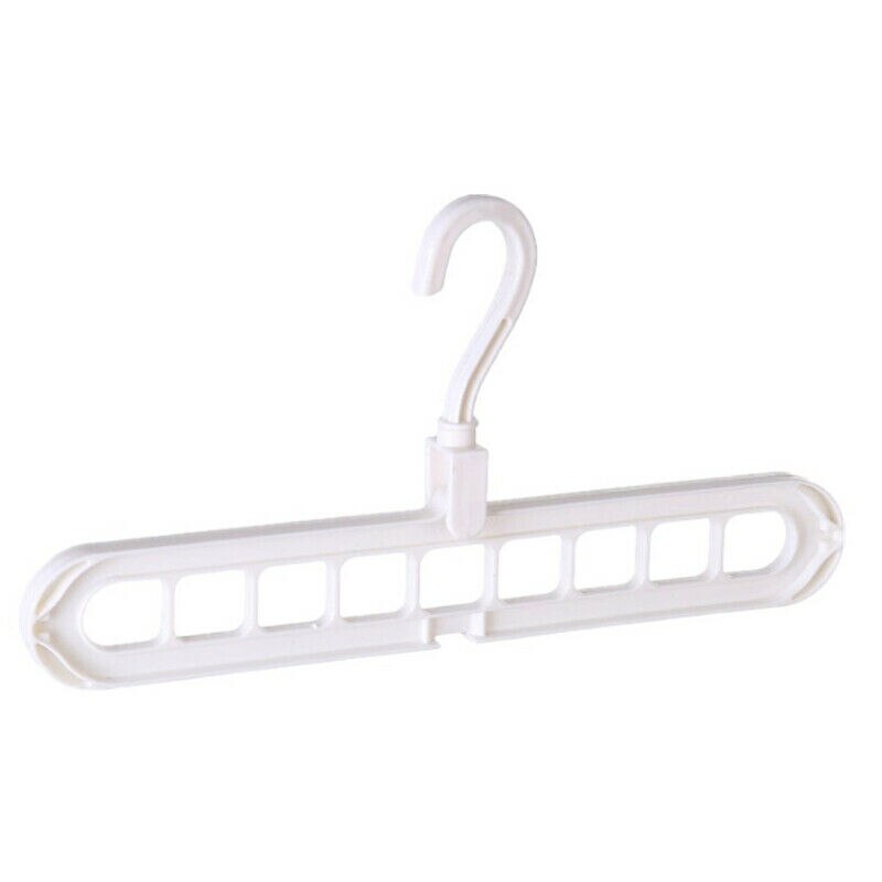 9 Holes Multi-fuction Wonder Closet Space Saver Organizer Rotatable Plain Colour Clothing Storage Magic Hanger: WHITE