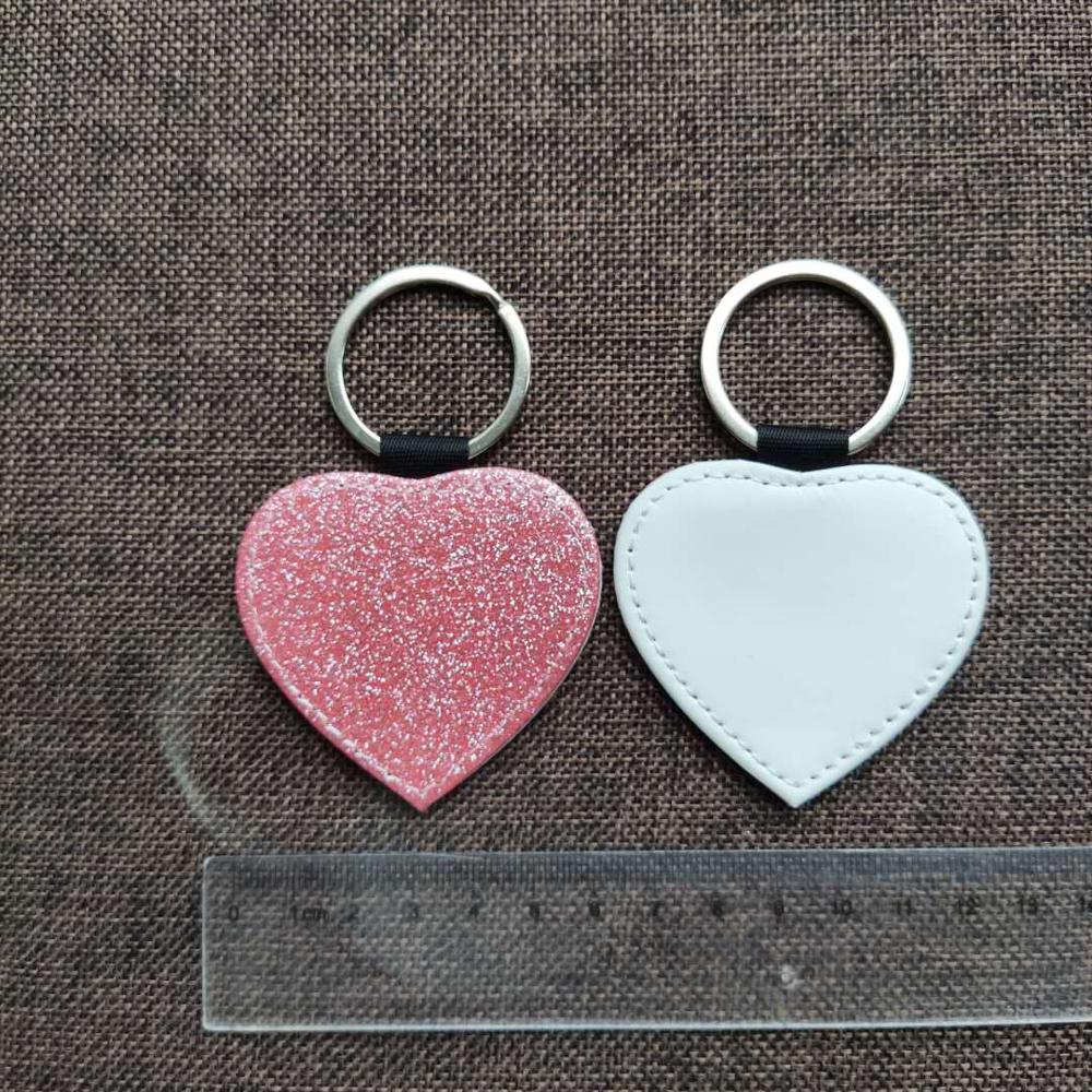 Gratis Shipping10pcs Leeg Sublimatie Bling Lederen Hanger Tags Sleutelhangers Diy Afdrukken Sublimatie Inkt Transfer Papier Afdrukken: Pink Heart