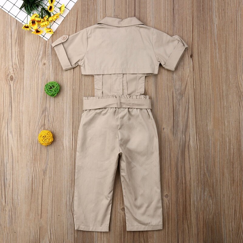 2-7Y Nuovo di Estate Del Bambino Delle Ragazze Dei Capretti di Modo Pantaloni Pagliaccetto Tute Tuta Outfit Abbigliamento