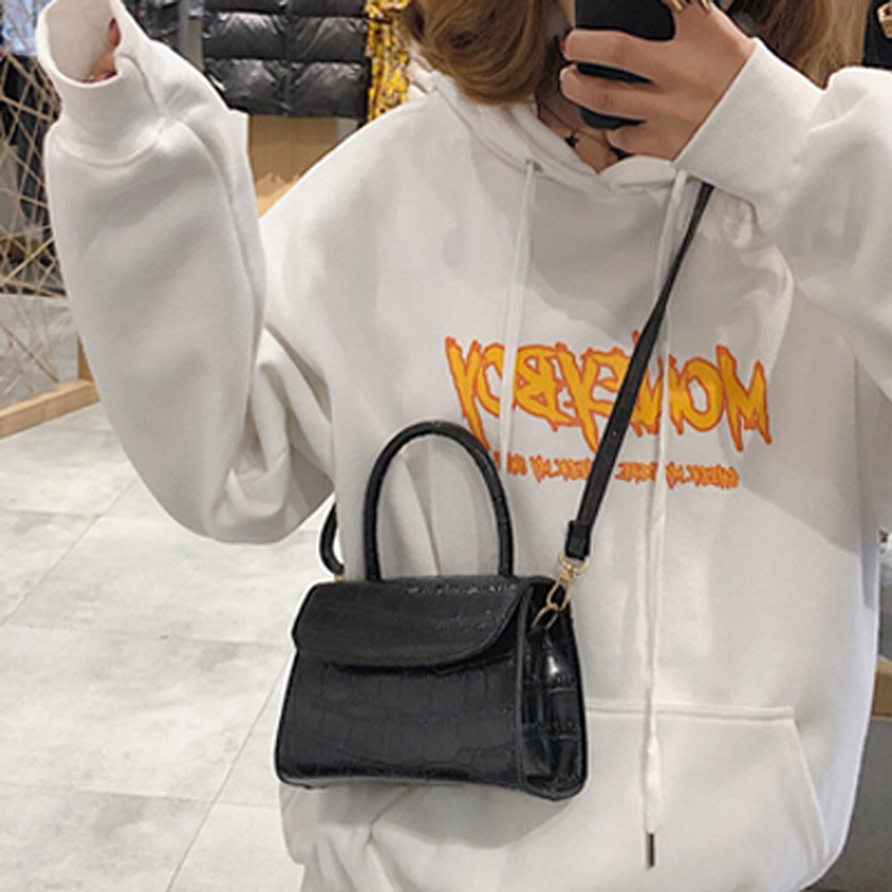 Bolsa de luxo feminina, bolsa quadrada pequena e portátil com alça carteiro