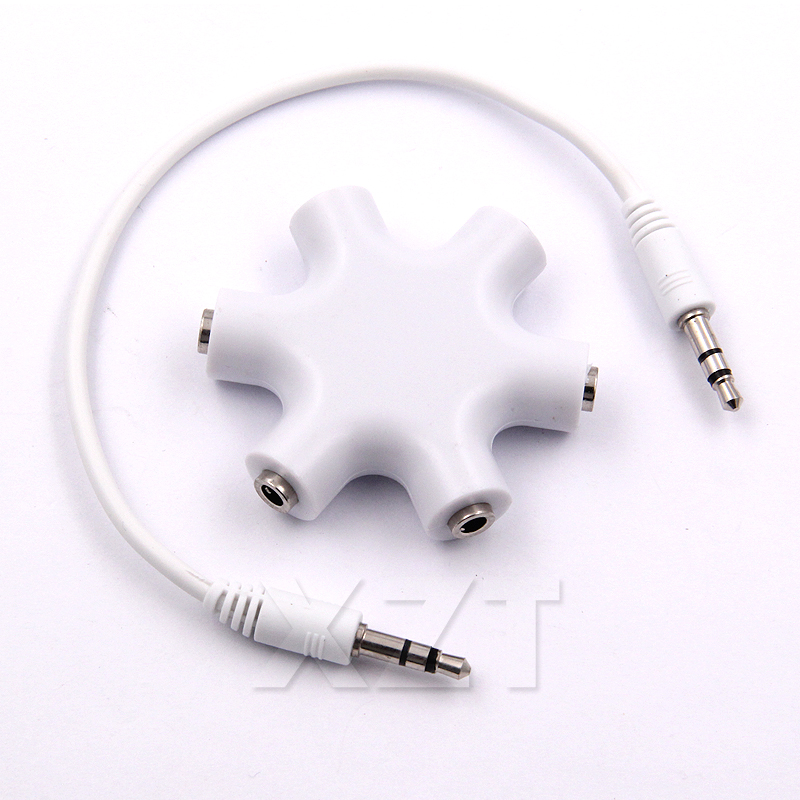 Bærbar audio splitter 3.5mm jack 6 multi-port 3.5 aux hovedtelefon splitter ledning multi adapter konverter til højttaler mikrofon