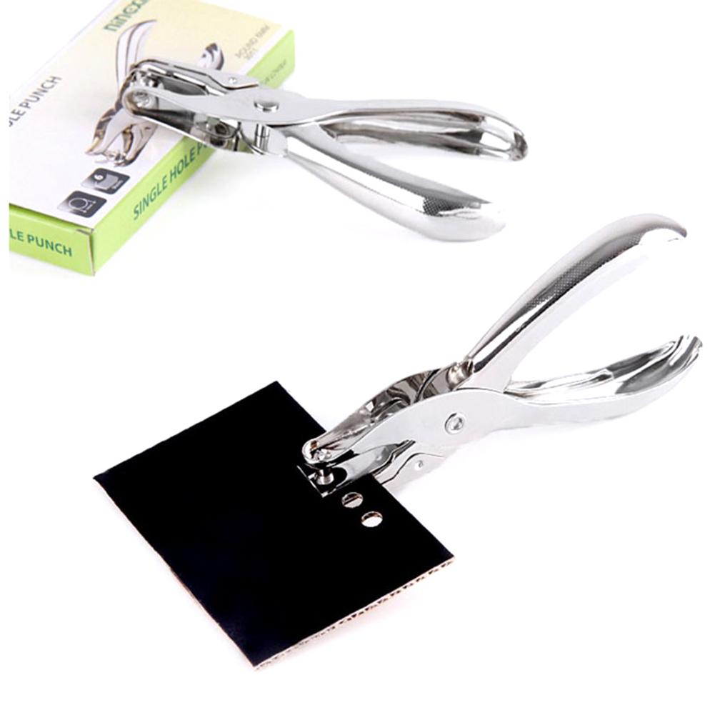 Hand-held Puncher Art Sheet Punch Card Cutting Punch Tool 6MM Convenient Chrome Hole Puncher Office School Supplies