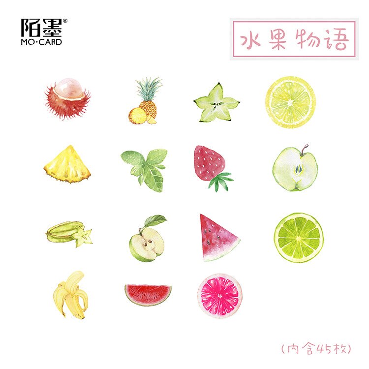 45Pcs/box Cute Colorful Fruit Stickers Scrapbookin... – Grandado