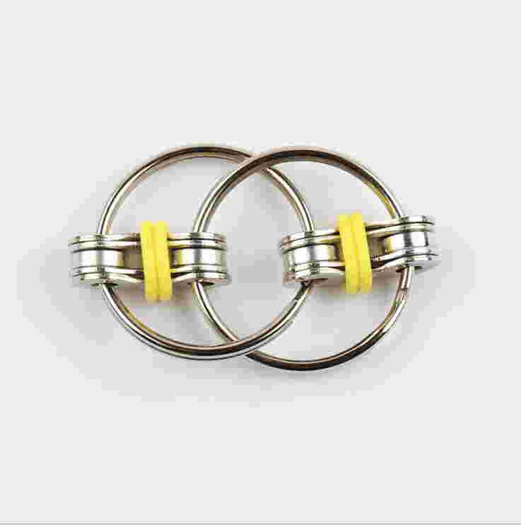 8Pc Metalen Puzzel Keten Fidget Speelgoed Voor Autisme Ketting Fidget Speelgoed Hand Spinner Sleutelhanger Zintuiglijke Speelgoed Stress Verlichten adhd Top Puzzels: YELLOW
