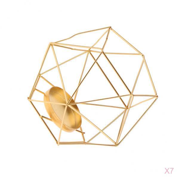 7 st metall geometrisk struktur guld handgjord värmeljusstake romantisk hem middag bröllop dekoration