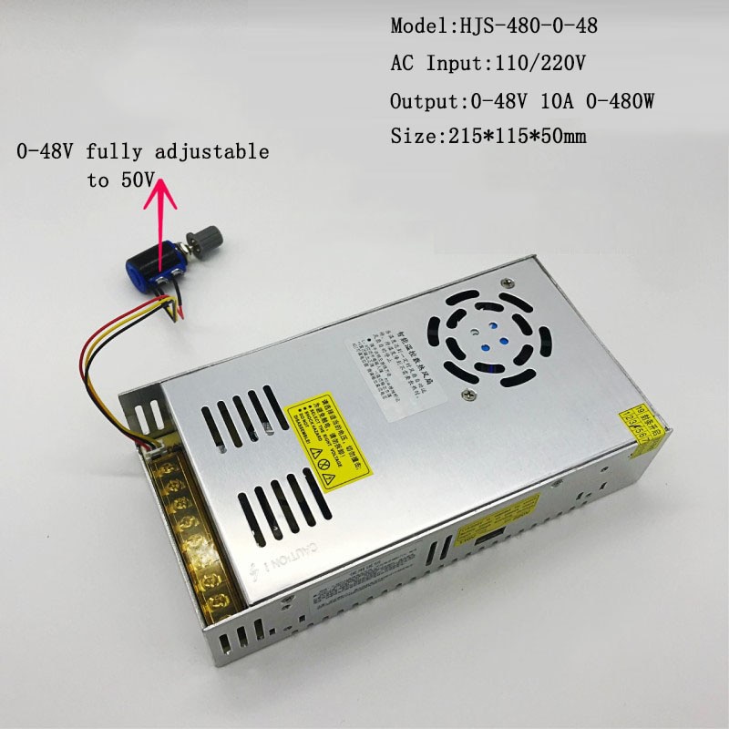 AC110V/220V to 0-48V 10A 0-480W Adjustable DC Regulated Switching Power Supply HJS-480-0-48 Transformer Power Unit