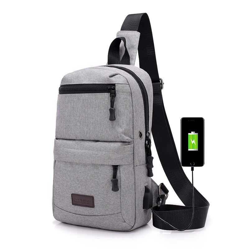 Anti-diefstal USB Opladen Tas Unisex Waterdichte Reizen Borst Bag Mannen Vrouwen Zakelijke Laptop Tiener Tassen: Paars