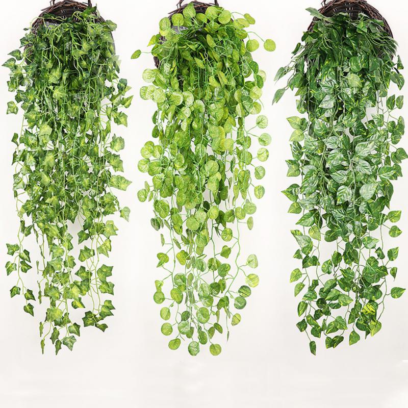 Simulation Green Plant Vine Green Radish Home Decoration Vine Leaves Chlorophytum Wall Hanging Eucalyptus Rattan Hanging Plant
