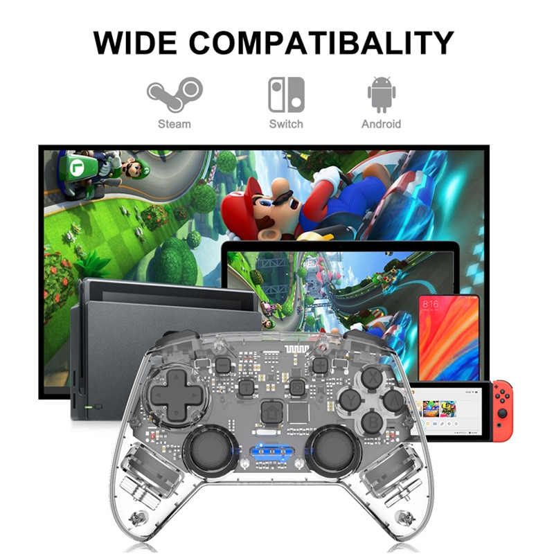 For Switch NS Pro Game Controller Transparent Bluetooth Wireless Gamepads Remote Console Joystick For Switch Lite
