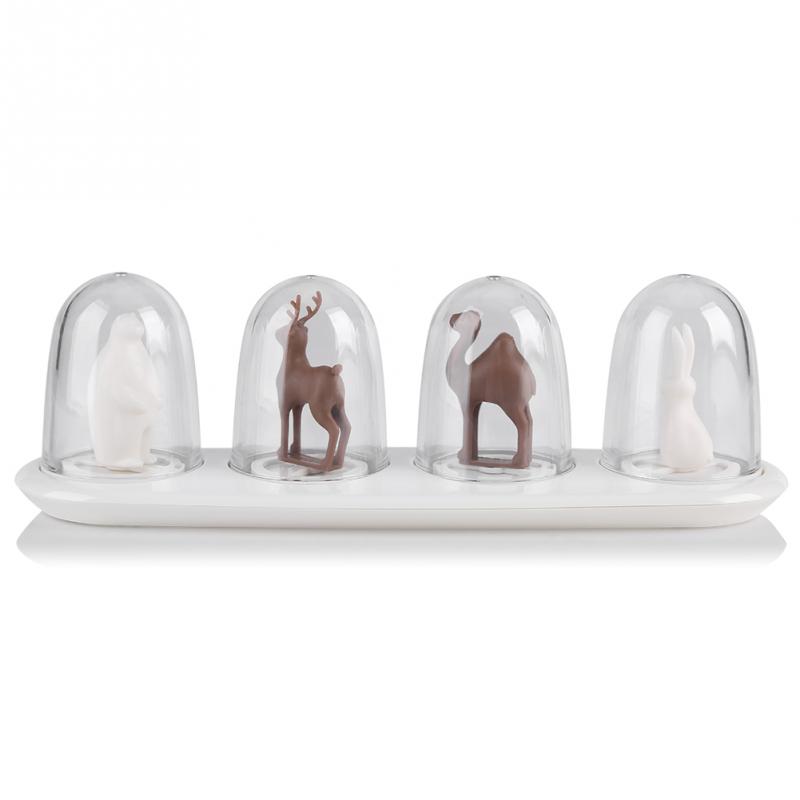Four Seasons Plant Spice Jar 4 pcs/set Animals Seasoning Bottle Salt Sugar Pepper Shaker Cooking Tools Kitchen Supplies: Cute Animal